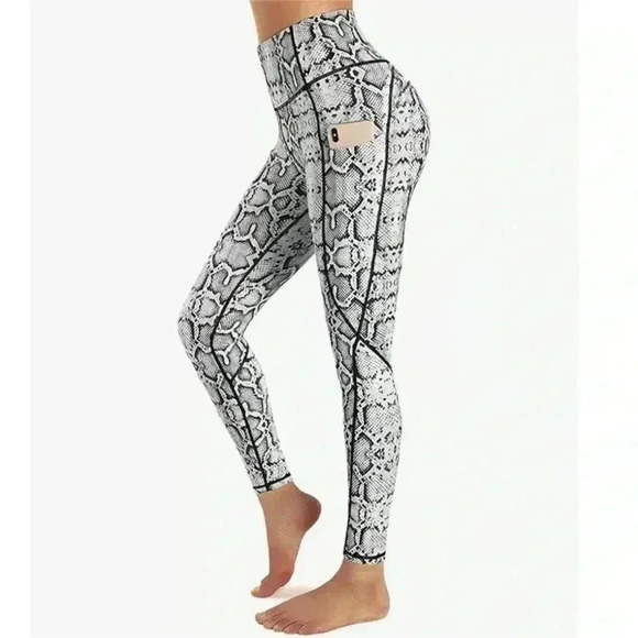 High Waisted Yoga Pants V Cross Waist Side Pocket Tummy Control Workout Legging - Picture 2 of 16